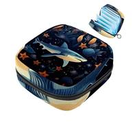 Borsa per assorbenti igienici, borsa portatile per coppette mestruali, borsa per il primo ciclo mestruale per donne e ragazze, borsa imbottita con cerniera Star Shark-1634
