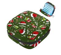 Borsa per assorbenti igienici, borsa portatile per coppette mestruali, borsa per il primo ciclo mestruale per donne e ragazze, borsa imbottita con cerniera Merry Christmas-1392