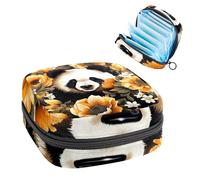 Borsa per assorbenti igienici, borsa portatile per coppette mestruali, borsa per il primo ciclo mestruale per donne e ragazze, panda in girasole - 177 cerniera mestruale imbottita