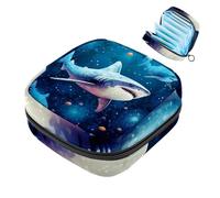 Borsa per assorbenti igienici, borsa portatile per coppette mestruali, borsa per il primo periodo per donne e ragazze, borsa imbottita con cerniera Star Shark-1502