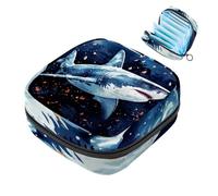 Borsa per assorbenti igienici, borsa portatile per coppette mestruali, borsa per il primo periodo per donne e ragazze, borsa imbottita con cerniera Star Shark-1436