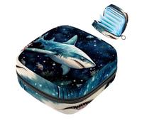 Borsa per assorbenti igienici, borsa portatile per coppette mestruali, borsa per il primo periodo per donne e ragazze, borsa imbottita con cerniera Star Shark-1535