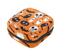 Borsa per assorbenti igienici, borsa portatile per coppette mestruali, borsa per il primo periodo per donne e ragazze, borsa imbottita con cerniera per le mestruazioni di Halloween fantasma zucca