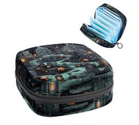 Borsa per assorbenti igienici, borsa portatile per coppette mestruali, borsa per il primo periodo per donne e ragazze, cimitero di Halloween, borsa imbottita con cerniera 700