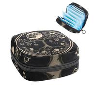 Borsa per assorbenti igienici con albero della vita, motivo albero della vita, fiori e farfalle, bohémien, mandala, grande, con cerniera, per assorbenti mestruali, per ragazze e donne