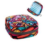 Borsa per assorbenti igienici con cerniera, morbida borsa per assorbenti mestruali, borsa portaoggetti Graffiti-532 per assorbenti igienici, borsa porta tamponi