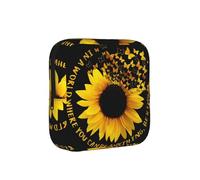 Borsa per assorbenti igienici, con stampa di farfalle e girasoli, borsa portatile con cerniera per donne e ragazze