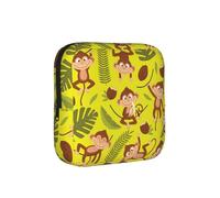 Borsa per assorbenti igienici, con stampa di scimmie e banane, simpatica e divertente, borsa portatile con cerniera per donne e ragazze