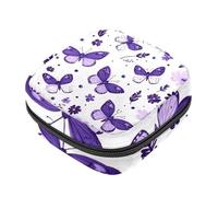 Borsa per assorbenti igienici, farfalla viola con fiore per il primo periodo di mestruazione, borsa per ragazze e donne, sacchetto per coppetta mestruale, porta tamponi mestruali femminili