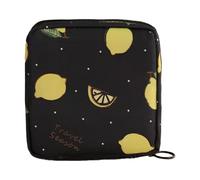 Borsa per assorbenti igienici, grande capacità, organizer per assorbenti igienici, con cerniera, per organizzare assorbenti, per ragazze e donne, Limone nero, Refer to description, Unisex