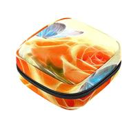 Borsa per assorbenti mestruali con fiori di farfalla e rosa, borsa portatile per coppette mestruali, con cerniera, per adolescenti, ragazze, donne e donne