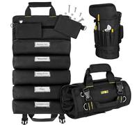 Borsa per attrezzi, grande organizer per attrezzi, 13 tasche, borsa portaoggetti, regali per papà, meccanica, elettricista e hobbista, nero