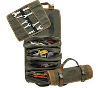 Borsa per attrezzi, robusta tela cerata da 16 oz con 4 tasche + 12 scomparti + maniglia per il trasporto, contenitore compatto per utensili manuali, 70 x 35 cm, verde militare
