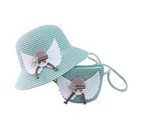 + Borsa per bambini Beach Parasole Cappello Sole Bambini Angelo Ragazze Cappello Bambini Cappello Bambino Cappello e Sciarpa Set, Verde menta, Taglia unica