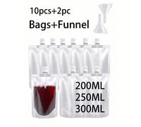 Borsa per bevande nascosta in bottiglia, borsa riutilizzabile per succhi/bevande, borsa per acqua trasparente portatile e a prova di perdite, include imbuto, borsa per liquidi ricaricabile, borsa per 