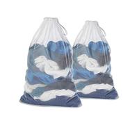 Borsa per biancheria in rete con coulisse per capi delicati, lavatrice, viaggi, vestiti sporchi/Sacchetti per biancheria riutilizzabili di grandi dimensioni in rete/Bianco Confezione da 2