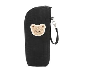 Borsa per biberon, porta biberon, porta biberon, borsa termica per biberon, con design a orso, borsa portatile per conservare il latte materno, conservazione, trasporto, asilo nido o viaggi, Nero