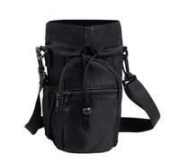 Borsa per bottiglia d'acqua, 30,5 x 12,7 x 10,2 cm, con, porta bicchiere isolato con tasche, grande capacità, organizer per attrezzi per palestra, allenamento, escursioni, Nero,
