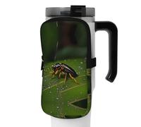 Borsa per bottiglia sportiva con insetti sulle foglie - Borsa porta acqua con tracolla per telefono per passeggiate, escursioni e palestra, Nero , M, Porta biglietti da visita