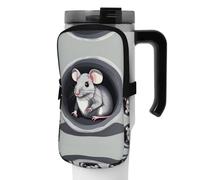 Borsa per bottiglia sportiva con topolino nel buco, borsa porta acqua, tasca per telefono, per passeggiate, escursioni e palestra, Nero , S, Porta biglietti da visita
