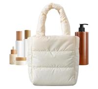 Borsa per buffer, in nylon, imbottita con plaid. Spazio verticale leggero con fodera in poliestere, morbida mini borsa per viaggi, palestra, ufficio, shopping casuale, donne alla moda, bianco,