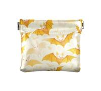 Borsa per cambio monete da donna in pelle gialla brillante con pipistrello vampiro fumetto borsa per il trucco unica borsa per il cambio borsa per donna, Cartone animato Vampire Bat Giallo brillante