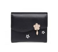 Borsa per cambio monete in pelle PU portamonete piccolo portafoglio triplo regalo, Nero