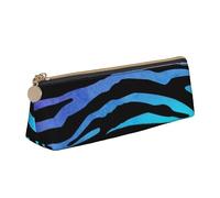 Borsa per cancelleria in pelle con motivo a triangolo, motivo mimetico, motivo zebrato, viola, blu, verde, bianco, Taglia unica, Organizer per borse