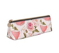 Borsa per cancelleria in pelle con stampa a triangolo, con teiera rosa, bianco, Taglia unica, Organizer per borse
