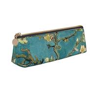 Borsa per cancelleria in pelle con stampa di fiori di mandorlo dipinto - Borsa per cosmetici, bianco, Taglia unica, Organizer per borse