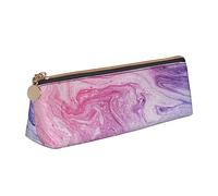 Borsa per cancelleria in pelle con stampa triangolare color marmo pastello rosa blu viola - Trousse per cosmetici, bianco, Taglia unica, Organizer per borse