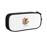 Borsa per cancelleria leggera con stampa bandiera dello stato dell'Illinois, astuccio per scuola, università, ufficio, viaggi, ragazzi, ragazze e adulti, Nero , Taglia unica, Set di zaini per la