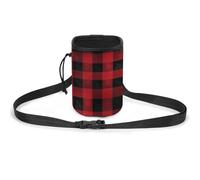 Borsa per cani con motivo scozzese a quadri rosso nero e rosso con motivo a quadri per addestramento cani da compagnia, borsa da addestramento per cani, Motivo scozzese a scacchi rosso e nero., Taglia