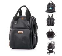 Borsa per carrozzina Chipolino, zaino, fasciatoio in finta pelle, maniglia portapacchi, colori:nero