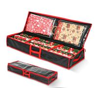 Borsa per carta da regalo, 104 x 36 x 16 cm, resistente agli strappi, panno con rivestimento in PE, organizer per nastri, carta natalizia, decorazioni