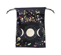 Borsa per carte dei tarocchi, borsa dei tarocchi con motivo lunare e sacchetto per dadi con coulisse, borsa dei tarocchi in flanella custodia per accessori per tarocchi mazzi oracolo, gemme per rune