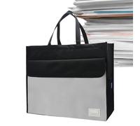 Borsa per cartella di lavoro per archivi, borsa per file con maniglia, borsa per documenti A3 - Custodia Oxford portatile impermeabile con cerniera per documenti, mappe, notizie, Nero , Consulte la