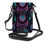 Borsa per cellulare a tracolla con faccia di animale Borsa vintage Wolf Tiger Abstract Aztec Carnivore Predator Wild BlackWallet Handbag