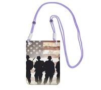 Borsa per cellulare americana per il giorno delle forze armate da donna, custodia a portafoglio con tracolla viola da viaggio