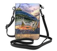 Borsa per cellulare Big Fish: >> Portafoglio piccolo in pelle a tracolla Borsa da donna con tracolla con fessure per carte di credito 7,6 x 2,9 pollici