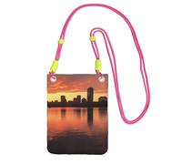 Borsa per cellulare Boston Charles River City Skyline Tramonto Borse a tracolla impermeabile per telefono cellulare borsa a tracolla per donna