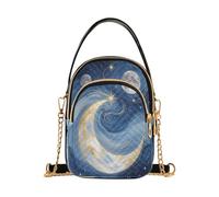 Borsa per cellulare con stelle nel cielo notturno per ragazze adolescenti | Mini borsa a tracolla per telefoni con tracolla regolabile