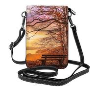 Borsa per cellulare Lonely Bench Sunset - Piccola borsa a tracolla in pelle da donna con tracolla Borsa per il trasporto di carte Cosmetici