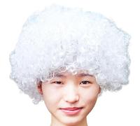 Borsa per chiavi da corsa, parrucche di carnevale, si vestono come fan con divertenti parrucche color clown, fasce sportive (bianco, taglia unica)