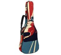 Borsa per chitarra acustica con auto sportiva vintage rossa e bandiera a scacchi, imbottita, impermeabile, per chitarre da 40 41 e 42 pollici, Multicolore 04, 42.9x16.9x4.7 in, Zaino casual