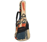Borsa per chitarra acustica con auto sportiva vintage rossa e bandiera a scacchi, imbottita, impermeabile, per chitarre da 40 41 e 42 pollici, Multicolore 05, 42.9x16.9x4.7 in, Zaino casual