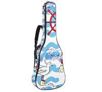 Borsa per chitarra acustica con tasca imbottitura in spugna extra spessa impermeabile in tessuto Oxford, custodia per chitarra con manico e tracolla per fari, ruota ondulata, oceano