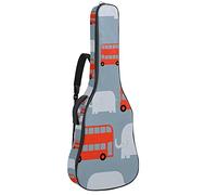 Borsa per chitarra acustica con tasca imbottitura in spugna extra spessa impermeabile in tessuto Oxford, custodia per chitarra con manico, tracolla per autobus e illustrazione di elefanti