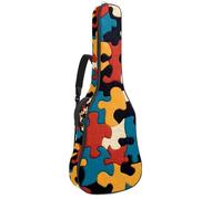 Borsa per chitarra acustica, imbottitura spessa 1 cm, in tessuto Oxford impermeabile, per basso elettrico da 40 a 42 pollici, motivo puzzle, Multicolore 01, 42.9x16.9x4.7 in, Zaino casual