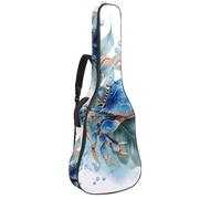 Borsa per chitarra acustica, imbottitura spessa 1 cm, in tessuto Oxford impermeabile, per basso elettrico da 40 a 42 pollici, acquerello, granchio, alghe marine, foglie, bolle e stelle marine